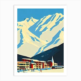 Tignes, France Midcentury Vintage Skiing Poster Art Print