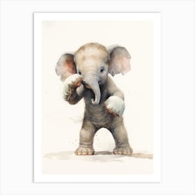 Elephant Painting Boxing Watercolour 4 Art Print