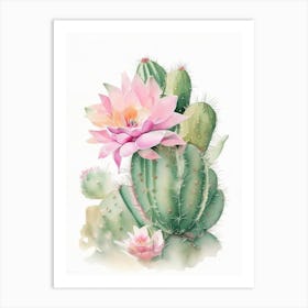 Easter Cactus Pastel Watercolour 1 Art Print