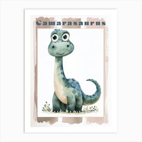 Cute Watercolour Of A Camarasaurus Dinosaur 1 Poster Art Print