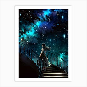 Girl At The Stairs Art Print