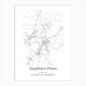 Southern Pines,United States Minimalist Map Poster