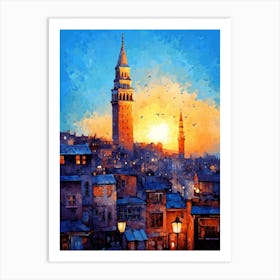 Galata Tower Pixel Art 9 Art Print
