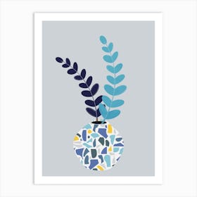 Terrazzo Blue Vase Art Print