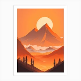 Misty Mountains Vertical Composition In Orange Tone 122 Art Print