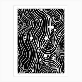 Wavy Sketch In Black And White Line Art 20 Art Print