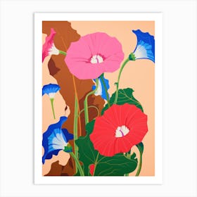Morning Glories Flower Big Bold Illustration 1 Art Print