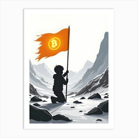 Child Holding A Bitcoin Flag Art Print