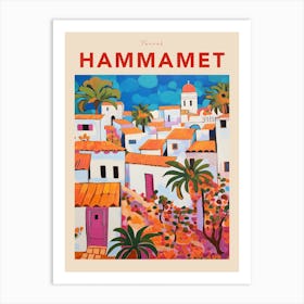 Hammamet Tunisia 3 Fauvist Travel Poster Art Print