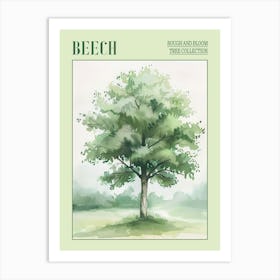 Beech Tree Atmospheric Watercolour Painting 1 Poster Art Print