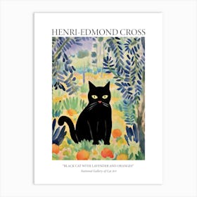 Henri Edmond Cross Style Black Catwith Lavender And Oranges 2 Poster Art Print
