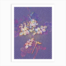 Geometric Pink Sweetbriar Rose Mosaic Botanical Art on Veri Peri n.0312 Art Print
