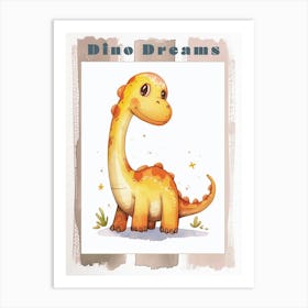 Cute Cartoon Dinosaur Illustration 2 Poster Art Print