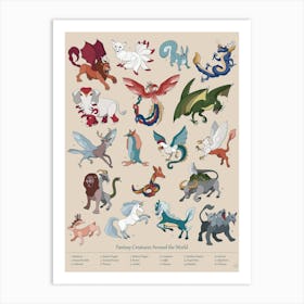 Fantasy Creatures Around The World Art Print