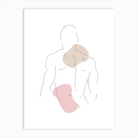 Illustration Of A Man'S Back - Line Art Art Print