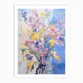 Abstract Flower Painting Lobelia 1 Art Print