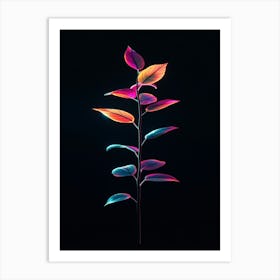 Colorful Leaves On A Black Background Art Print