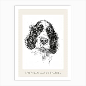 American Water Spaniel Line Sketch 2 Poster Art Print