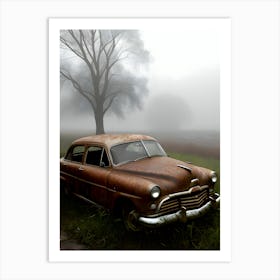 Old Car In The Fog 9 Art Print