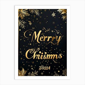 A Sophisticated Calligraphic Rendering Of A Merry Christmas 2024 Greeting The Elegant Letters Of (2) Art Print