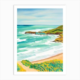 Newquay Beach, Cornwall Contemporary Illustration 2  Art Print