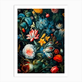 Flowers And Butterflies Art Print