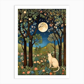 William Morris Cat In The Moonlight 2 Art Print