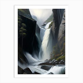 Skjervsfossen, Norway Peaceful Oil Art  (2) Art Print