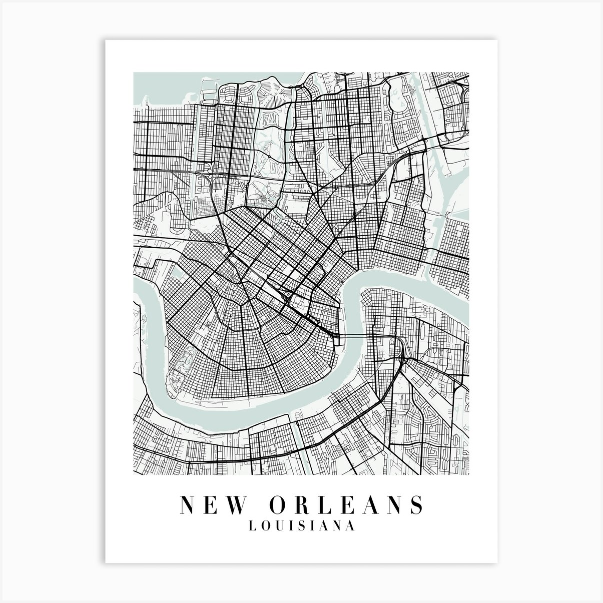 New Orleans Louisiana Street Map Minimal Color Art Print By Typologie Paper Co Fy