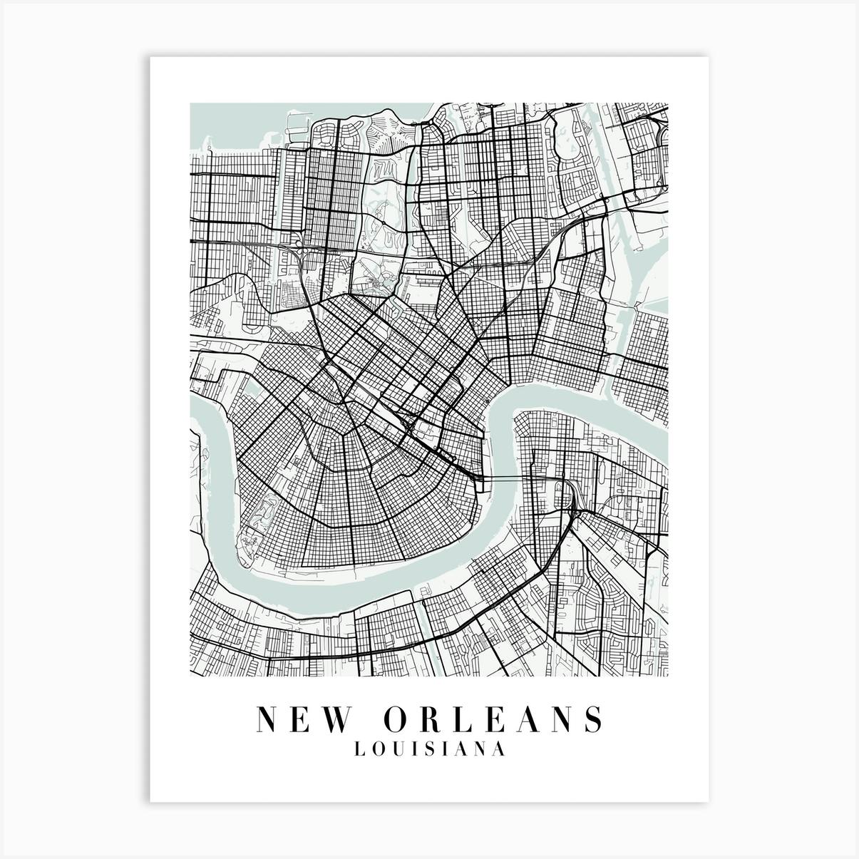 Louisiana New Orleans Unframed Art Print Colorful Street Map Poster
