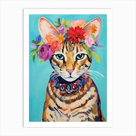Ocicat Cat With A Flower Crown Painting Matisse Style 3 Art Print