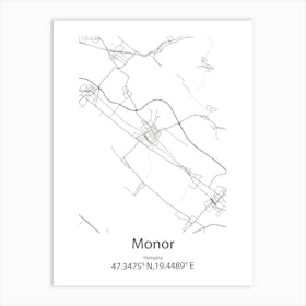 Monor,Hungary Minimalist Map Art Print