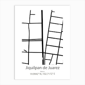 Jiquilpan De Juarez,Mexico Minimalist Map Art Print