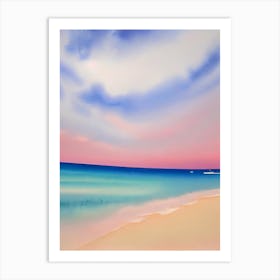 Zlatni Rat Beach, Croatia Pink Watercolour Art Print