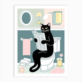 Cat Reading Newspaper Art Print