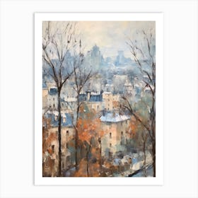 Winter City Park Painting Parc Des Buttes Chaumont Paris France 4 Art Print