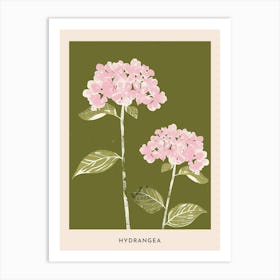 Pink & Green Hydrangea 1 Flower Poster Art Print