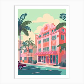 Miami Florida Usa Travel Illustration 3 Art Print