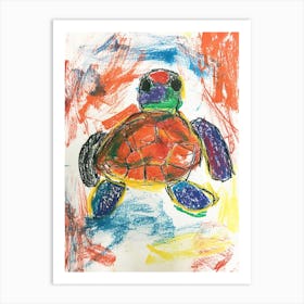 Minimalist Oil Pastel Scribble Sea Turtle Art Print