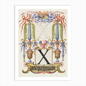 Guide For Constructing The Letter X From Mira Calligraphiae Monumenta, Joris Hoefnagel Art Print