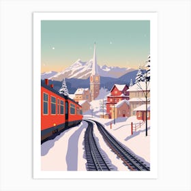 Retro Winter Illustration Lucerne Switzerland 2 Art Print