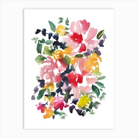 Abstract Pink Flowers Bouquet Art Print