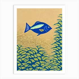 Blue Tang II Linocut Art Print