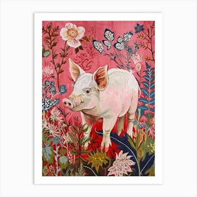 Floral Animal Painting Pig 1 Art Print