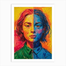 Girl With The Rainbow Hair Art Print