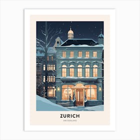 Winter Night  Travel Poster Zurich Switzerland 5 Art Print