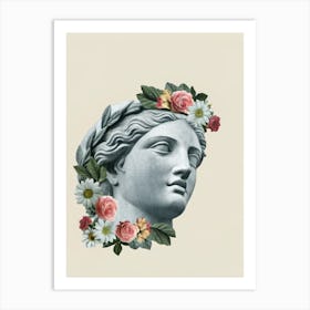 Head Of A Woman With Flowers Art Print