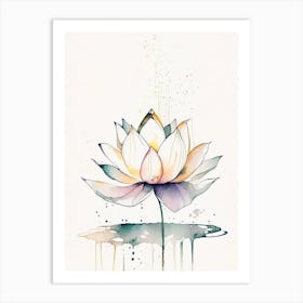 Sacred Lotus Minimal Watercolour 3 Art Print