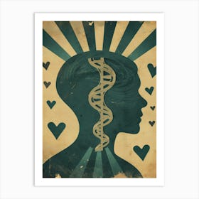 Dna And Heart Art Print