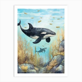 Orca Whale Storybook Illustration  Art Print